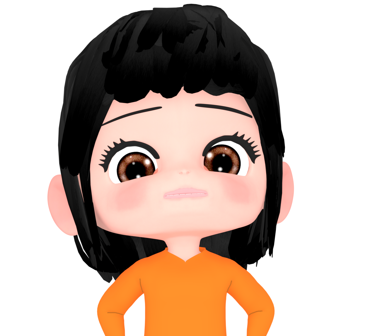 上から真顔で見下ろす女性のイラスト