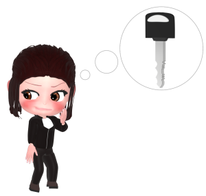 鍵を失くす女性のイラスト