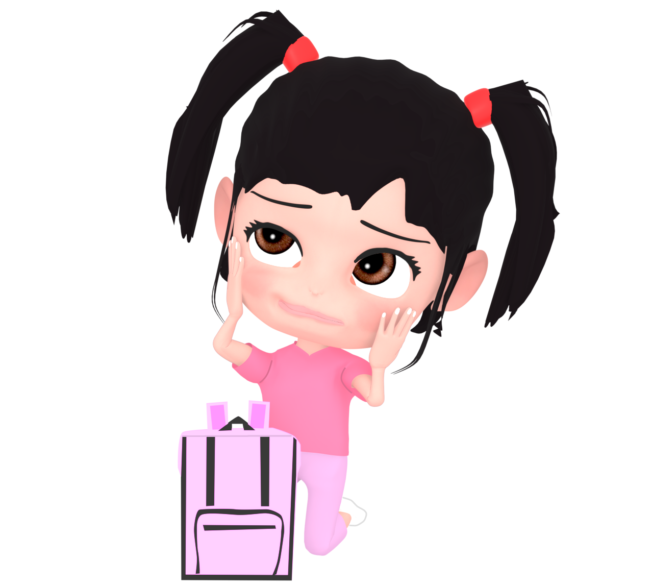 忘れ物を気にする女の子のイラスト