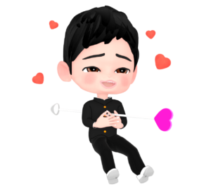 一目惚れをした男子学生のイラスト