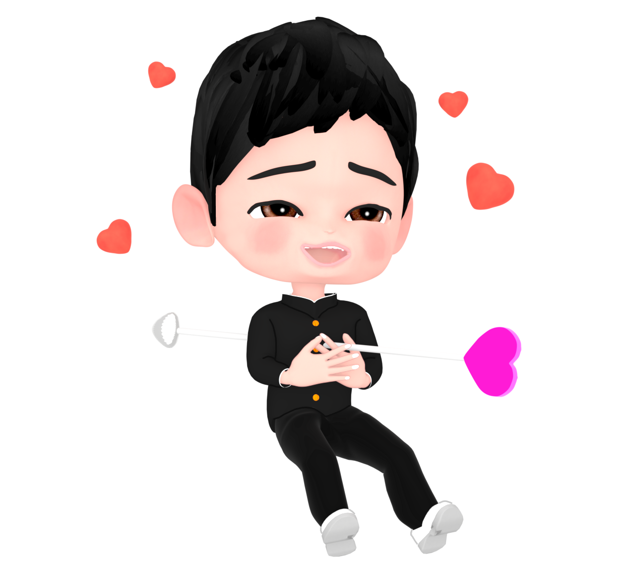 一目惚れをした男子学生のイラスト