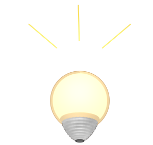 下から眺める明るい電球のイラスト