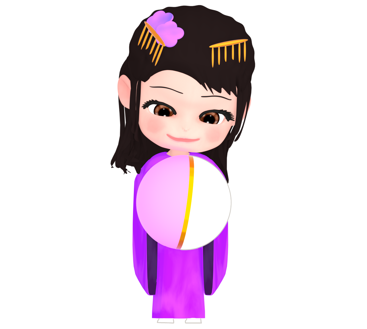 福玉を持つ女の子のイラスト