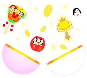 福玉と縁起物のイラスト