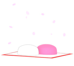 かわいい紅白饅頭のイラスト