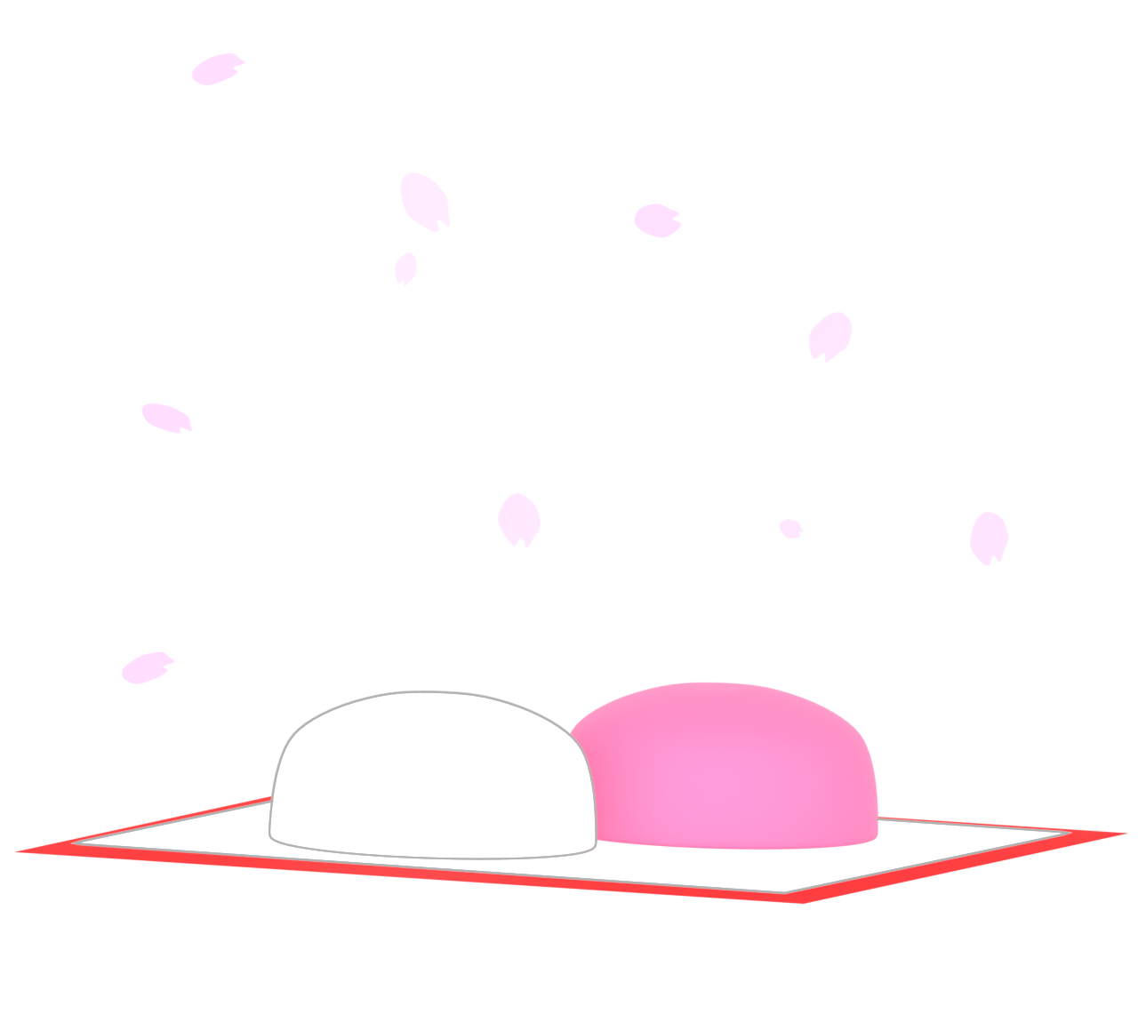 かわいい紅白饅頭のイラスト