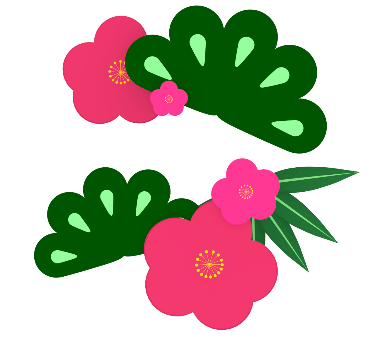 お正月の縁起物「松竹梅」のイラスト