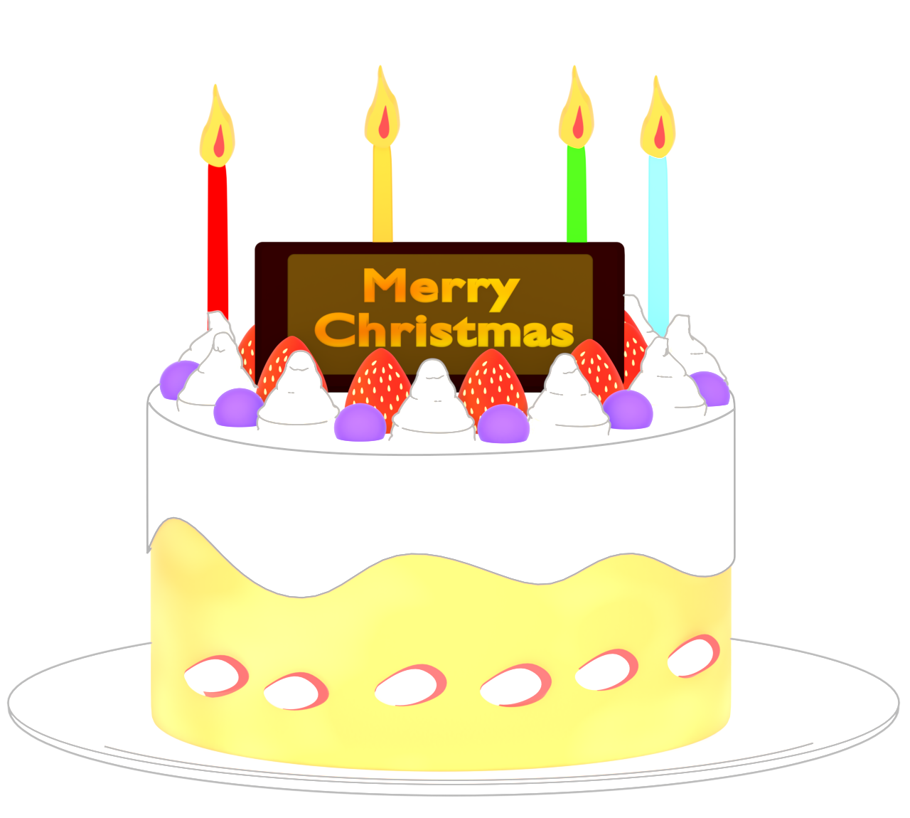 豪華なクリスマスケーキのイラスト