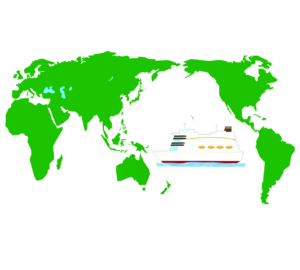 豪華客船で行く世界旅行のイラスト