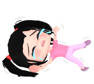 寝転んで泣く女の子のイラスト