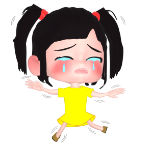 寝転んで泣く女の子のイラスト