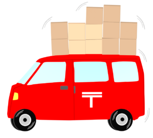 郵便物を届ける車のイラスト