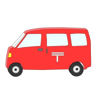 郵便物を届ける車のイラスト