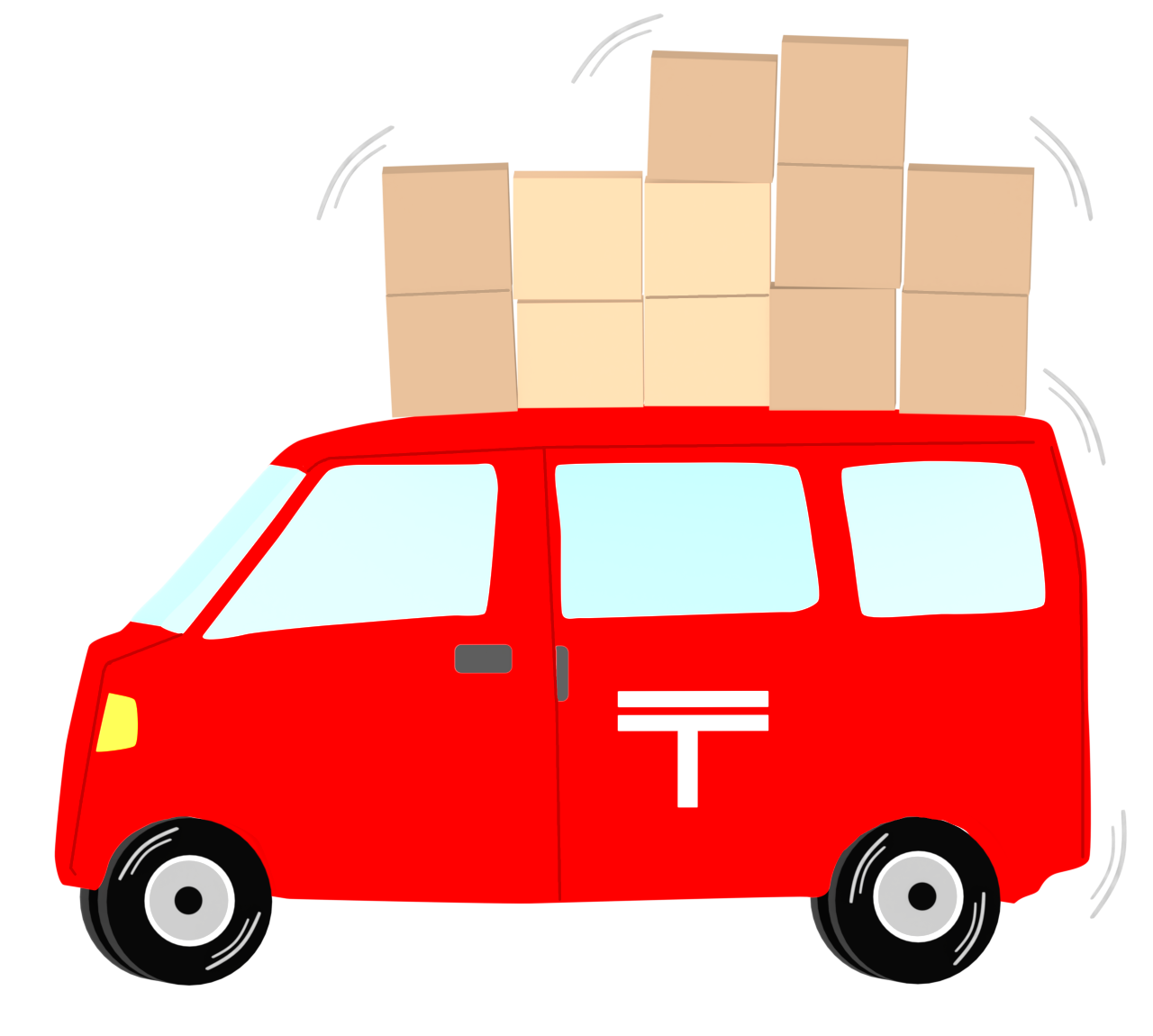 郵便物を届ける車のイラスト