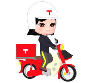 郵便配達をする女性のイラスト