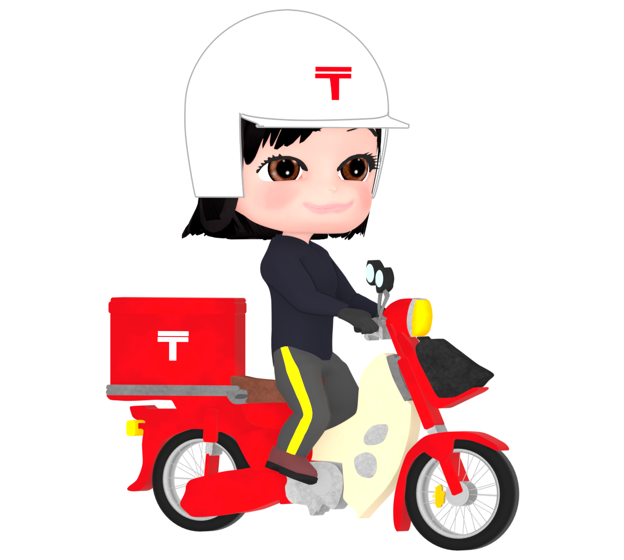 郵便配達をする女性のイラスト
