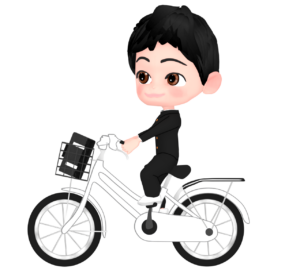 自転車で通学をする男子生徒のイラスト