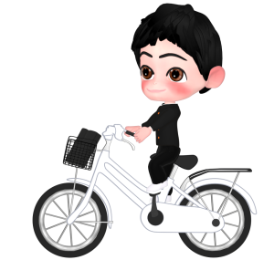 自転車で通学する男子生徒のイラスト