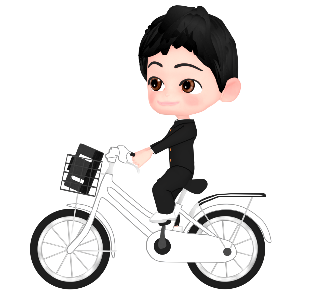 自転車で通学をする男子生徒のイラスト
