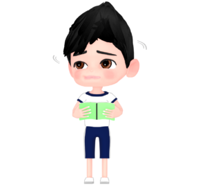 辺りを見渡す道に迷った男子生徒のイラスト