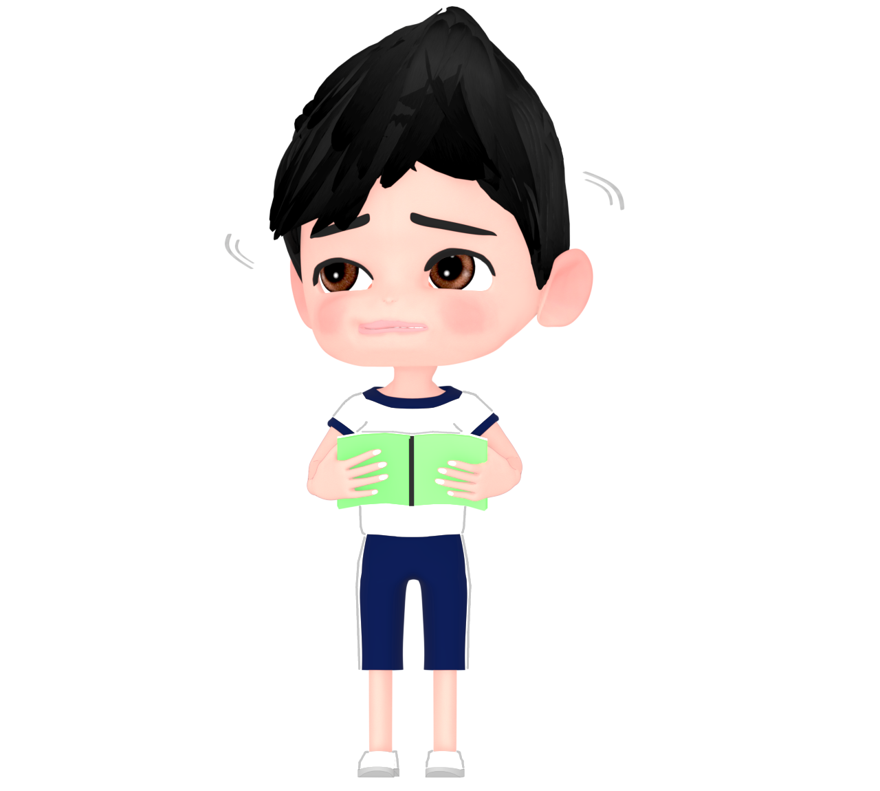 辺りを見渡す道に迷った男子生徒のイラスト