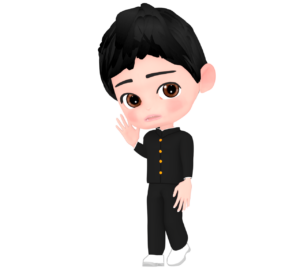 静かに話す男子生徒のイラスト