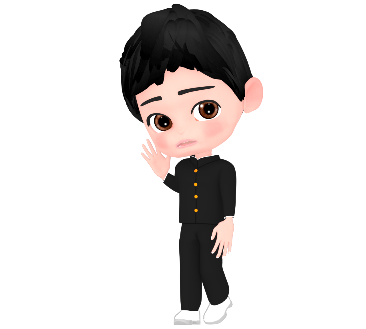 静かに話す男子生徒のイラスト