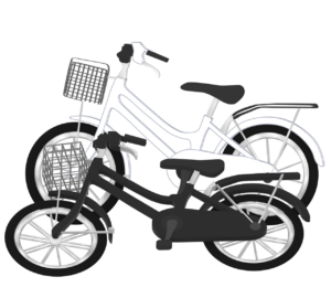横に倒れるママチャリ自転車のイラスト