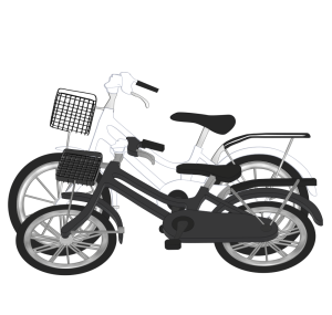 横に倒れるママチャリ自転車のイラスト