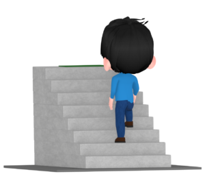 階段を上る人の後ろ姿のイラスト