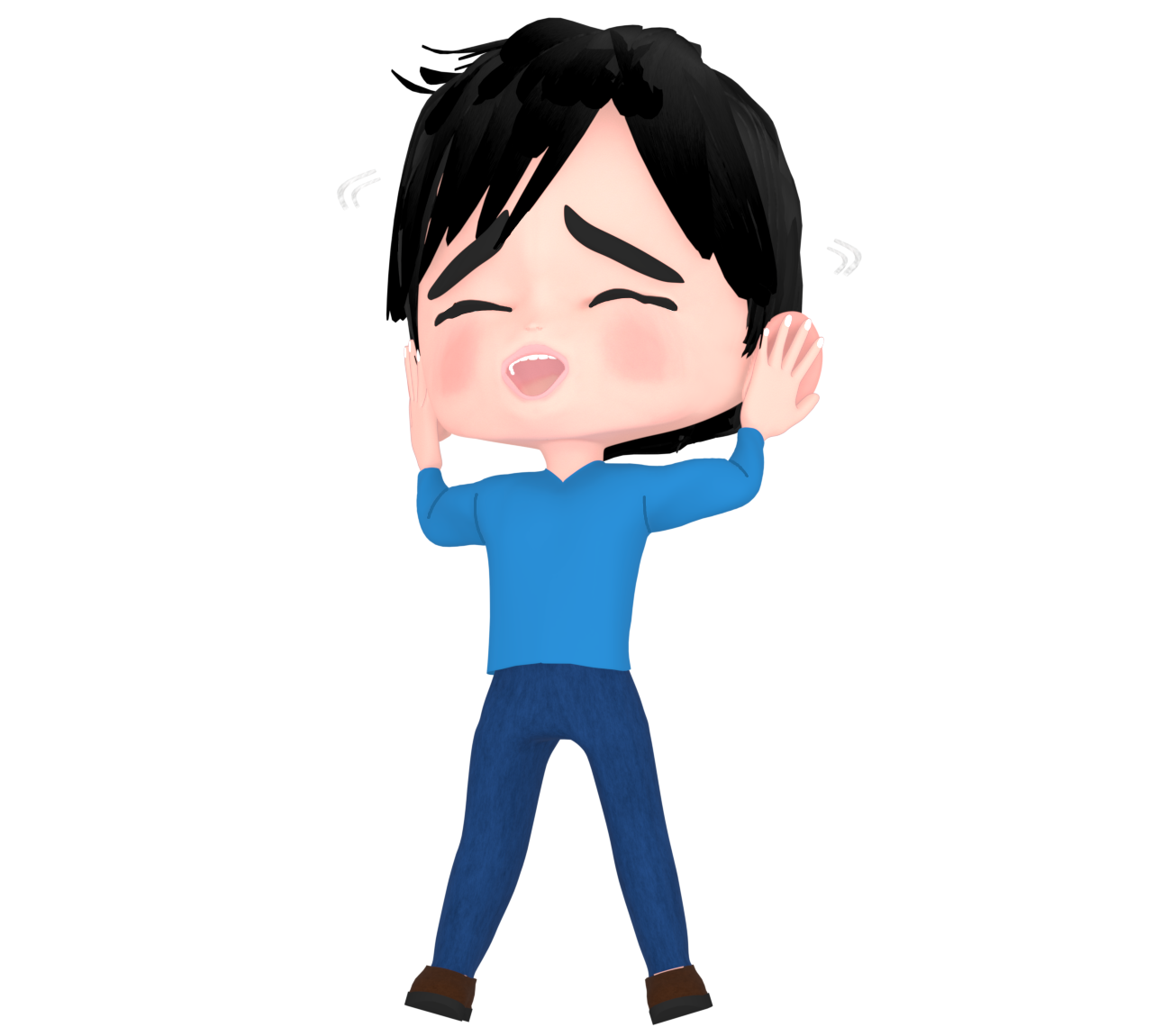 耳をふさぐ男性のイラスト
