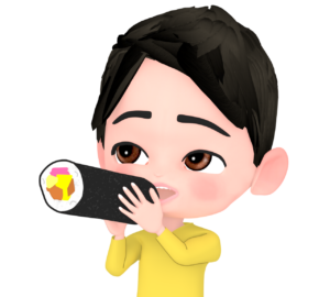 恵方巻きを食べる男性のイラスト