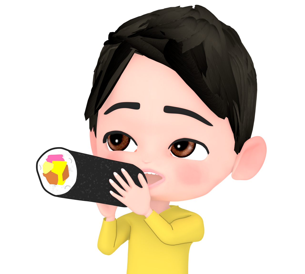 恵方巻きを食べる男性のイラスト