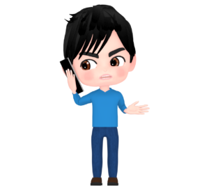 電話をする機嫌が悪い男性のイラスト