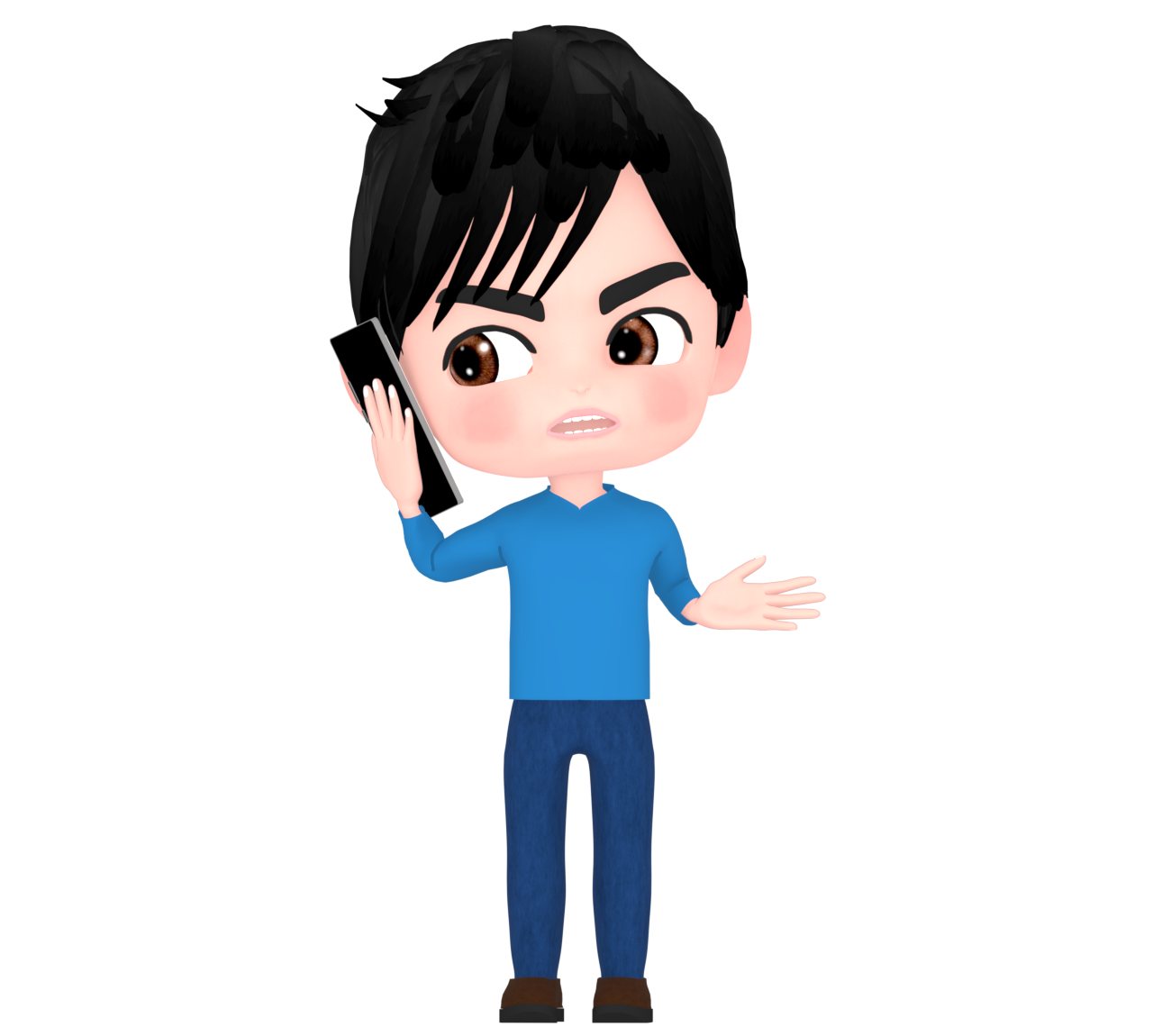 電話をする機嫌が悪い男性のイラスト