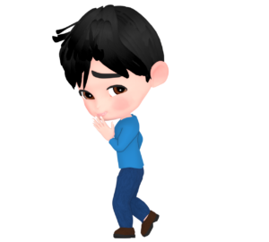 影で笑う男性のイラスト