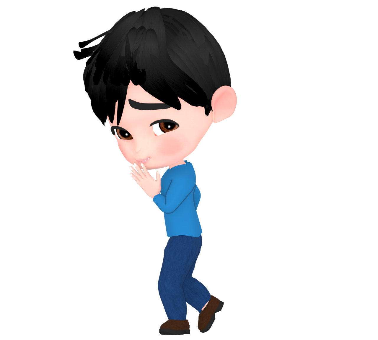 影で笑う男性のイラスト