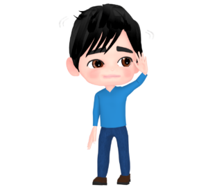周りを見渡す男性のイラスト