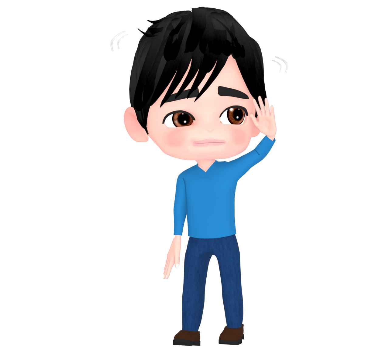 周りを見渡す男性のイラスト