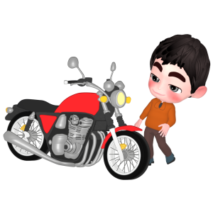 オートバイを見る男性のイラスト