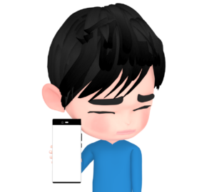 スマホから目を逸らす男性のイラスト