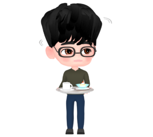 カフェで席を探す男性のイラスト