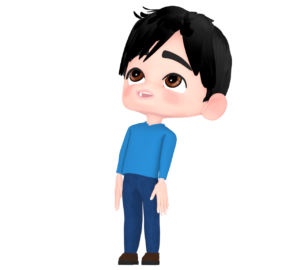 空を見上げる男性のイラスト