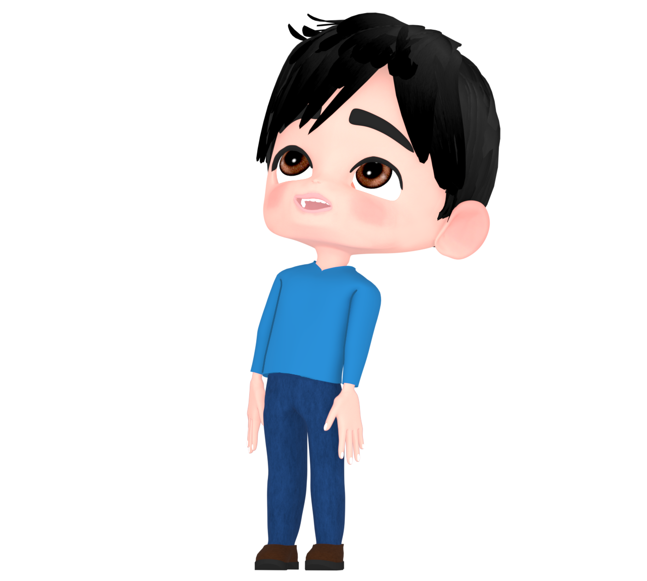空を見上げる男性のイラスト