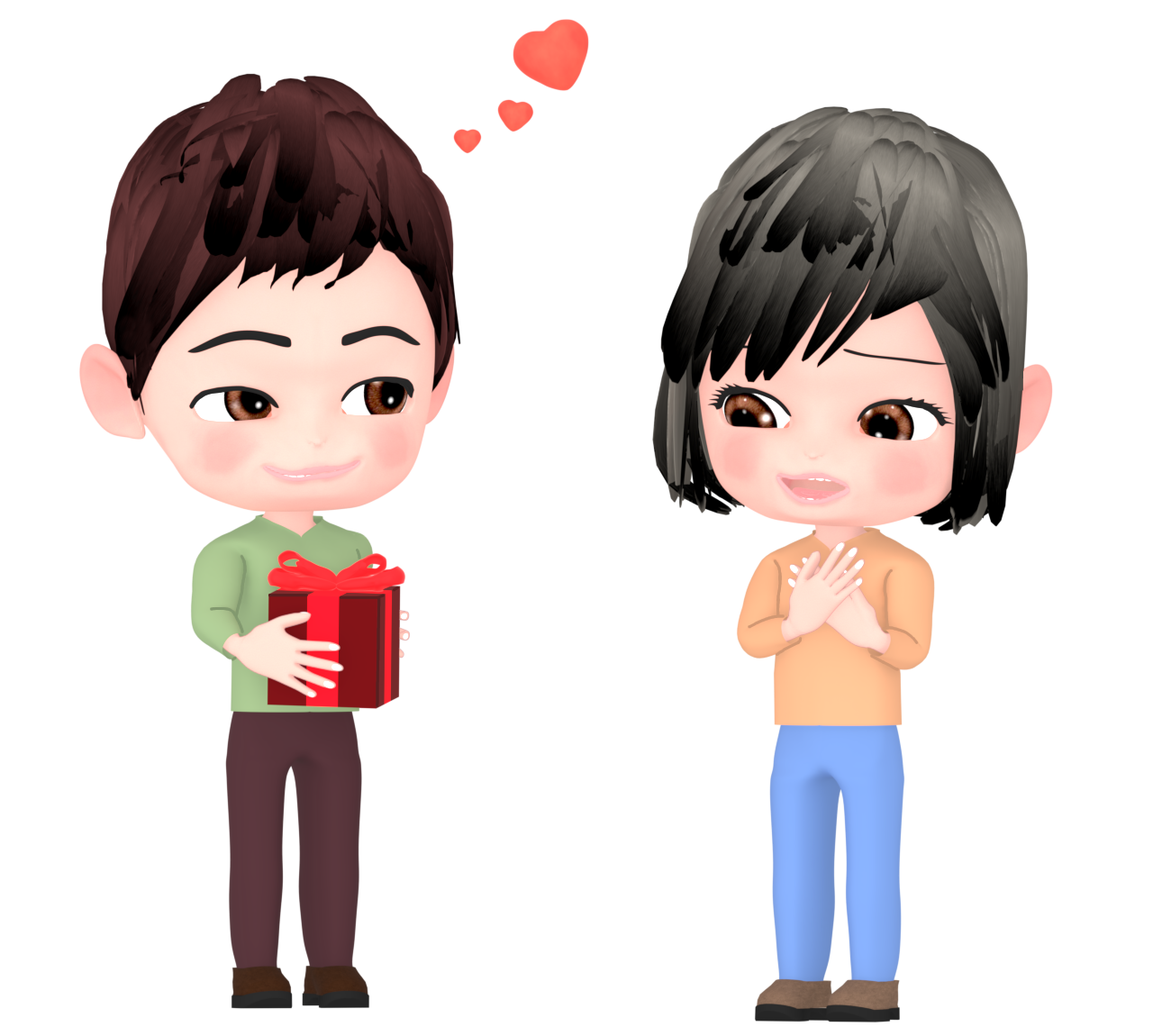 逆チョコを渡す男性のイラスト