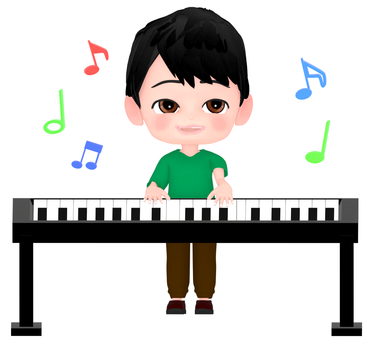 電子キーボードを弾く男性のイラスト