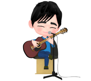 ギターを弾く男性のイラスト