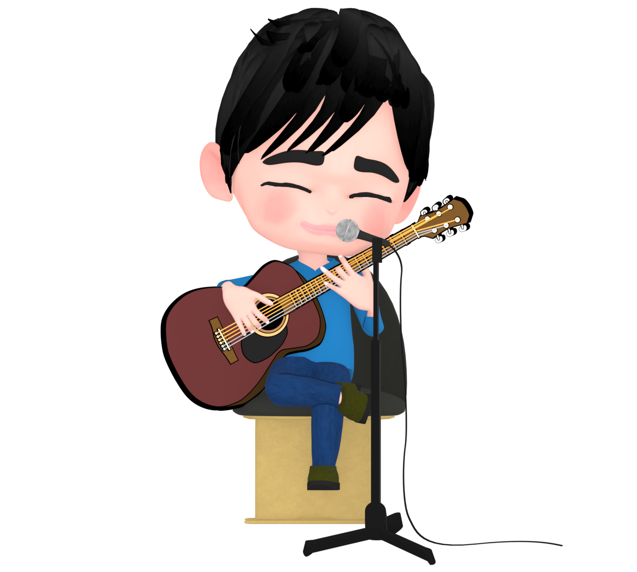 ギターを弾く男性のイラスト