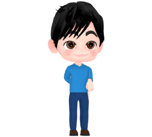 「ここ」を指差す男性のイラスト