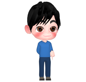 「ここ」を指差す男性のイラスト